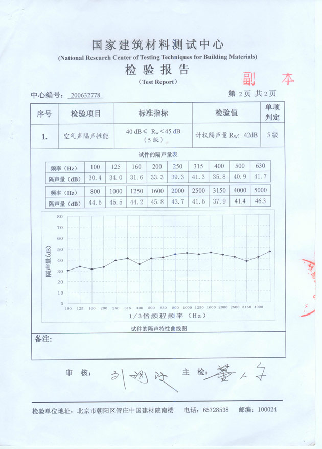 深圳隔音門窗隔音玻璃--檢測報告